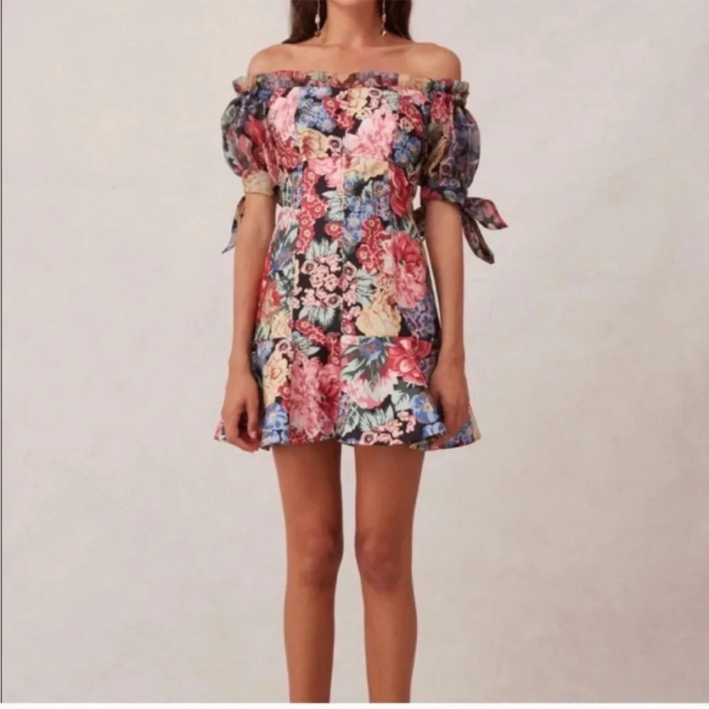 Keepsake runaway floral mini dess with puff sleeve - Picture 3 of 5